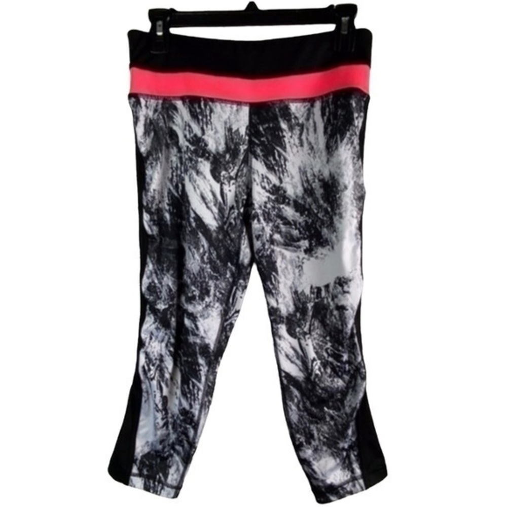 90‎ Degree by Reflex Black White Capri Leggings Womens Size M Abstract Guava